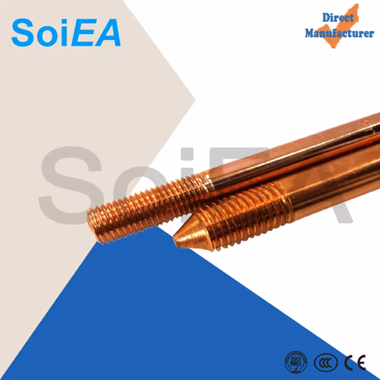 Tiges de terre chimiques en acier inoxydable certifiées CE, tige de terre en acier plaqué cuivre, tige de mise à la terre anti-corrosion en acier inoxydable