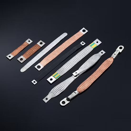 Connexion de barre omnibus flexible conductrice en cuivre, sangles de mise à la terre en cuivre tressées, barre omnibus